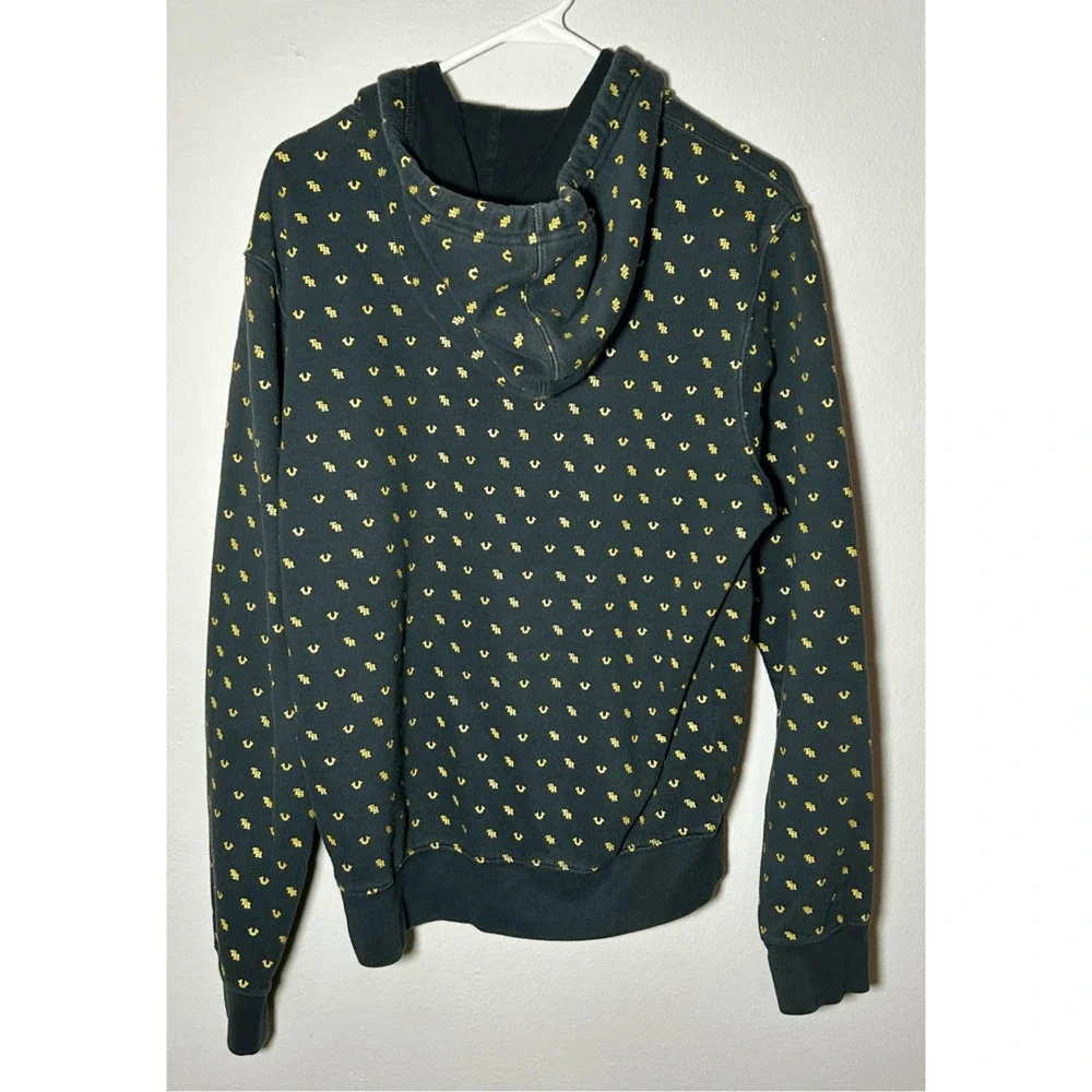 TRUE RELIGION Men's TR Black Monogram Pullover Sweatshirt Hoodie Size Medium